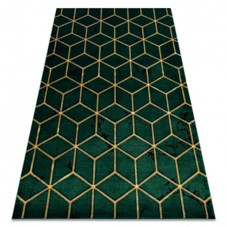 Kizárólagos EMERALD szőnyeg 1014 glamour, elegáns kocka üveg zöld / arany 180x270 cm