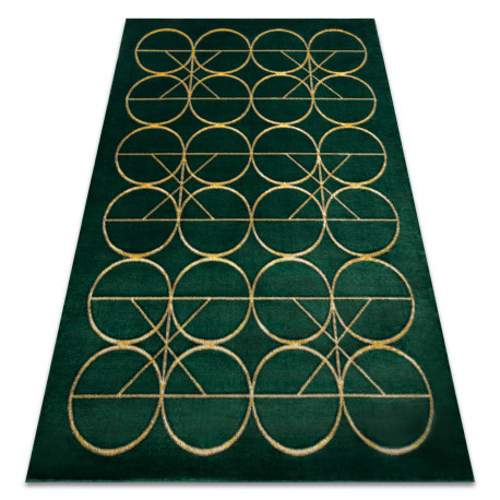 Kizárólagos EMERALD szőnyeg 1010 glamour, elegáns körökben üveg zöld / arany 180x270 cm