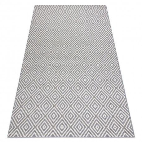 Fonott sizal flat szőnyeg 48607637 Négyzetek rombusz szürke / krém 160x230 cm