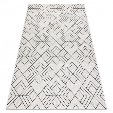 Fonott sizal flat szőnyeg 48731960 Négyzetek rombusz, геометричен krém / szürke 160x230 cm