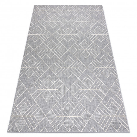 Fonott sizal flat szőnyeg 48731637 Négyzetek rombusz, геометричен szürke / krém 160x230 cm