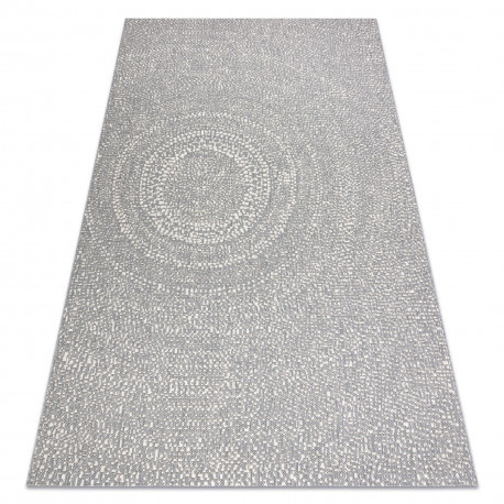 Fonott sizal flat szőnyeg 48832637 Körök, pontok szürke / krém 200x290 cm