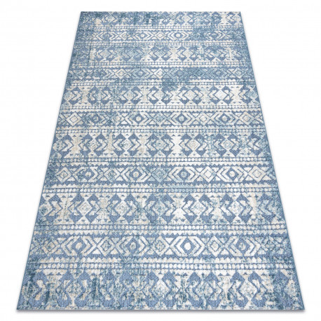Szőnyeg Structural SOLE D3732 Aztec gyémánt lapos szövött kék / bézs 120x170 cm