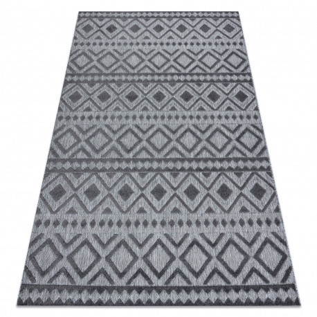 Szőnyeg Structural SOLE D3852 Boho gyémánt lapos szövött szürke 200x290 cm