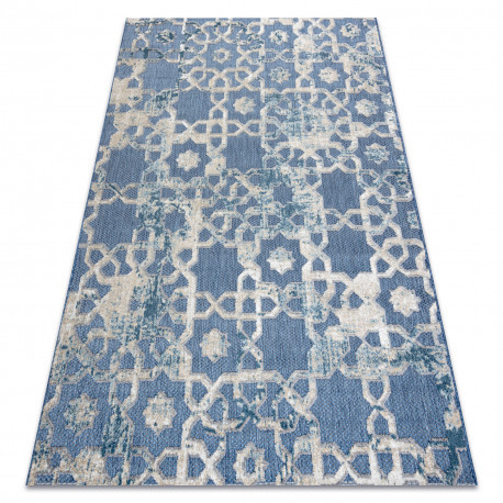 Szőnyeg Structural SOLE D3881 Dísz lapos szövött kék / bézs 200x290 cm