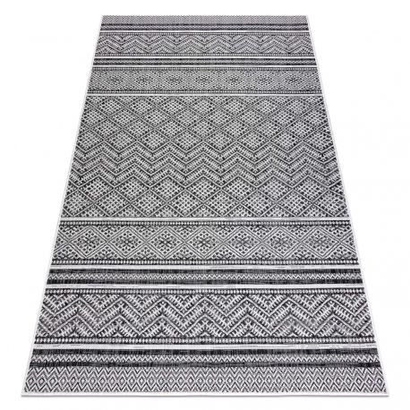 Fonott sizal szőnyeg SION Cikcakk, gyémánt Boho 22168 lapos szövött fekete / ecru 120x170 cm