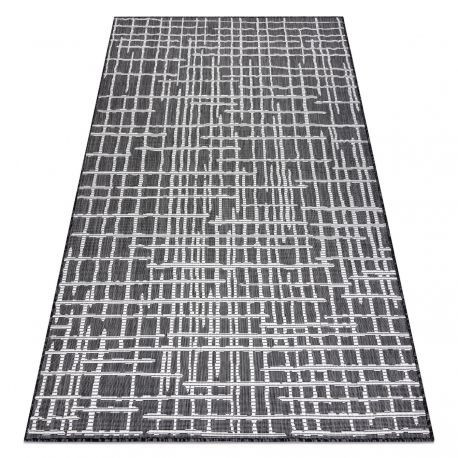 Fonott sizal szőnyeg SION Lugas, vonalak 22144 lapos szövött fekete / ecru 200x290 cm