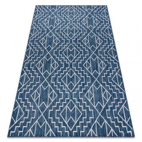 Fonott sizal szőnyeg SION Geometriai, gyémánt 21778 lapos szövött sötétkék / ecru 200x290 cm