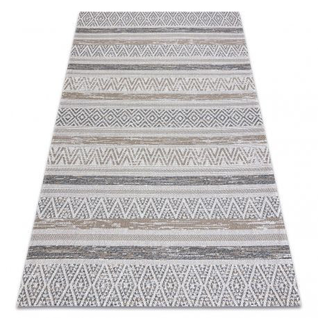 Fonott Sizal CASA Eco szőnyeg boho  Zig zag 2806 sárga / taupe, újrahasznosított szőnyeg 114x170 cm