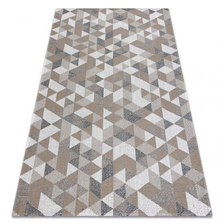 Fonott Sizal CASA Eco szőnyeg boho  háromszögek 2816 sárga / taupe, újrahasznosított szőnyeg 114x170 cm