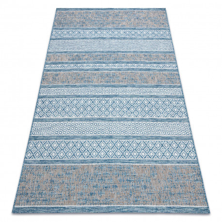 Tkaný sisalový koberec LOFT 21118 boho elefántcsont/strieborný/modrý 200x290 cm