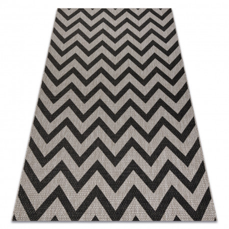 Fonott sizal floorlux szőnyeg 20340 ezüst / fekete Cikcakk 200x290 cm