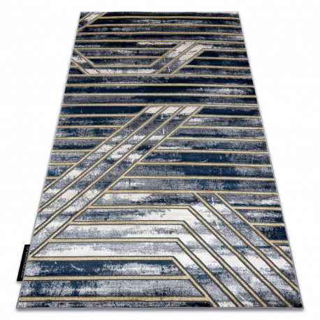 Modern DE LUXE 460 Vonalak - Structural sötétkék / arany 200x290 cm