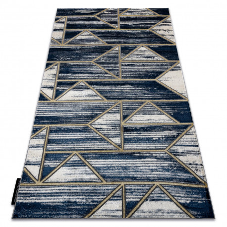 Modern DE LUXE 462 Geometriai - Structural sötétkék / arany 200x290 cm